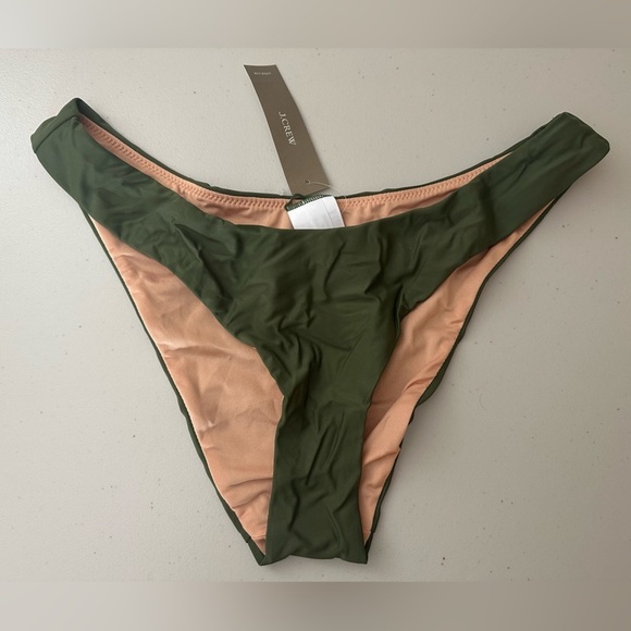 J.Crew Curved Waist Cheeky Bikini Bottoms Olive Green Size Small - Picture 3 of 8